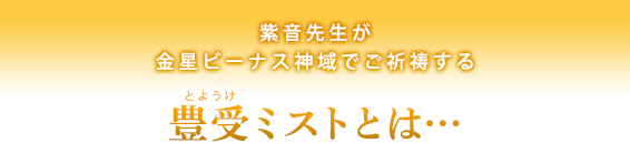 金星ビーナス神域でご祈祷する豊受ミストとは?